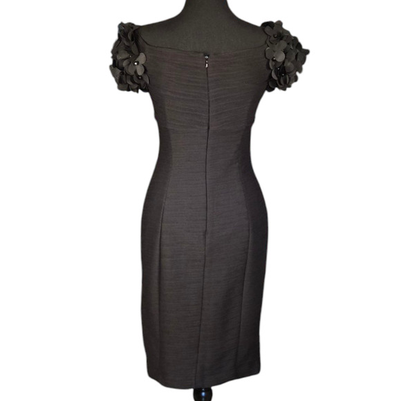 Anthropologie Maeve Viala Black Pintuck Floral Applique Dress Size 6 - Picture 3 of 7